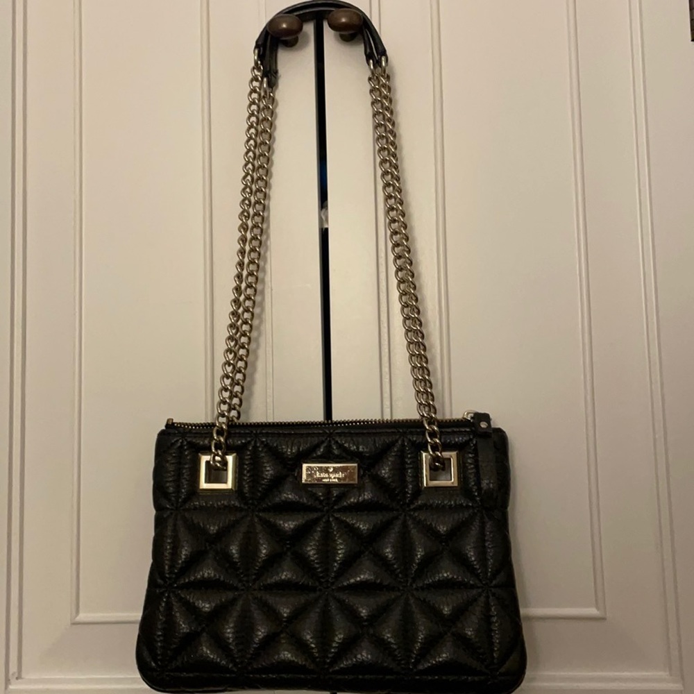 Kate Spade black leather quilted purse